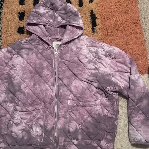 UO Freja Quilted Hooded Zip Up Jacket Purple Small - Picture 4 of 8